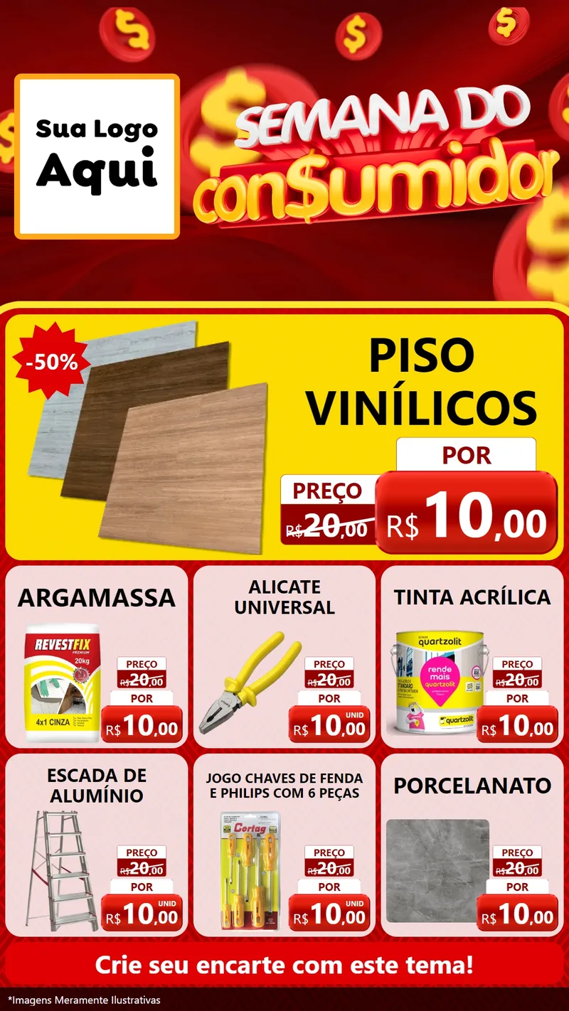 Modelo de Rede Social para Stories com o tema Semana do Consumidor para Material para Construção