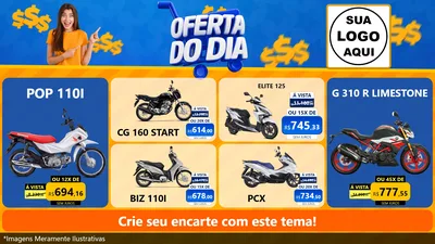 Modelo de TV para TV Horizontal com o tema Oferta do Dia para Concessionaria de Motos
