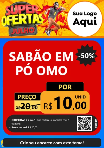 Modelo de Cartaz para Cartaz A4 Vertical com o tema Super Ofertas Julho para Produtos de Limpeza