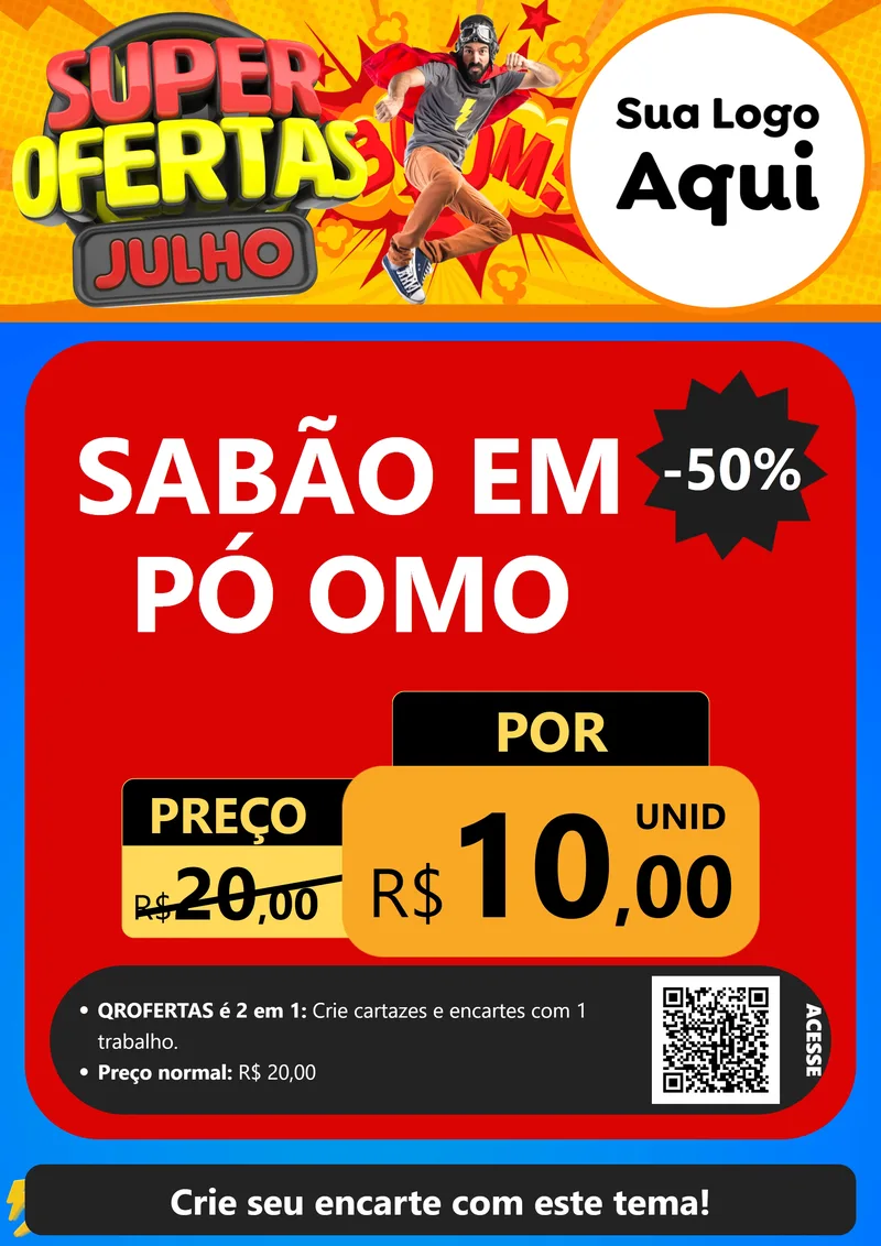 Modelo de Cartaz para Cartaz A4 Vertical com o tema Super Ofertas Julho para Produtos de Limpeza