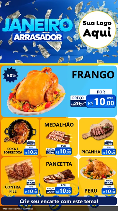 Modelo de Rede Social para Stories com o tema Janeiro Arrasador para Assados