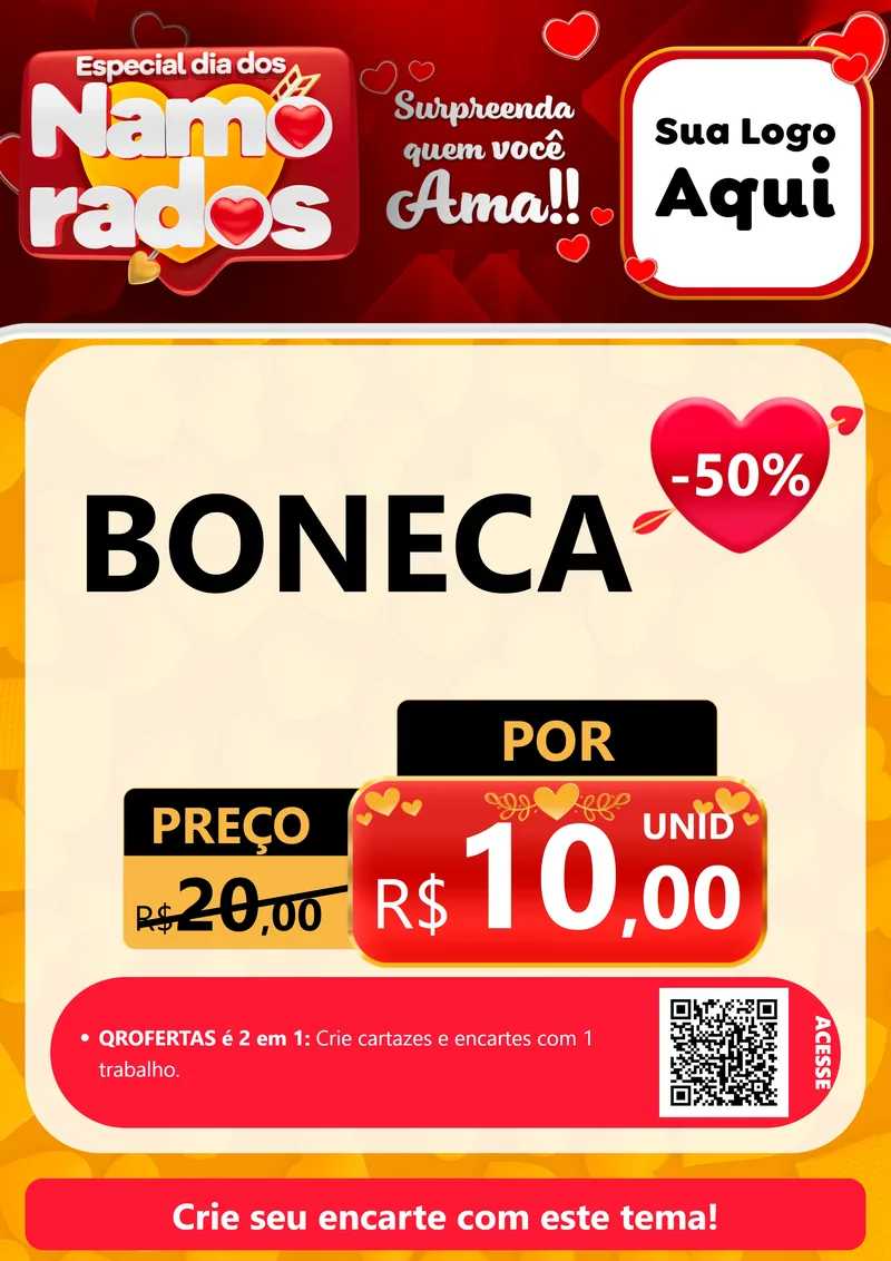 Modelo de Cartaz para Cartaz A4 Vertical com o tema Especial Dia dos Namorados para Brinquedos