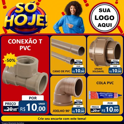 Modelo de Rede Social para Feed Facebook com o tema Só Hoje! para Tubos e conexões
