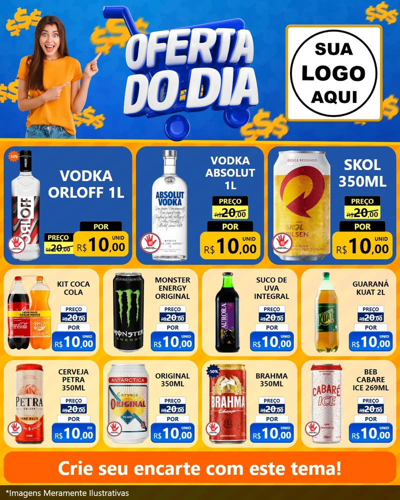 Modelo de Rede Social para Feed Instagram com o tema Oferta do Dia para Distribuidora de bebidas