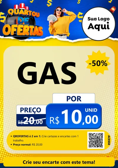Modelo de Cartaz para Cartaz A4 Vertical com o tema Quartou de Ofertas para Água e gás