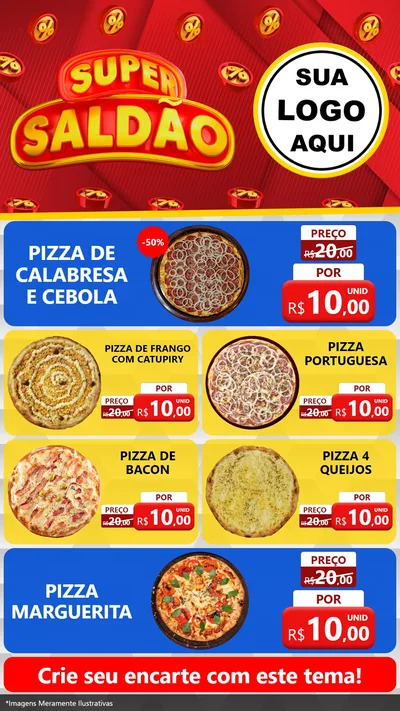 Modelo de TV para TV Vertical com o tema Super Saldão para Pizzaria