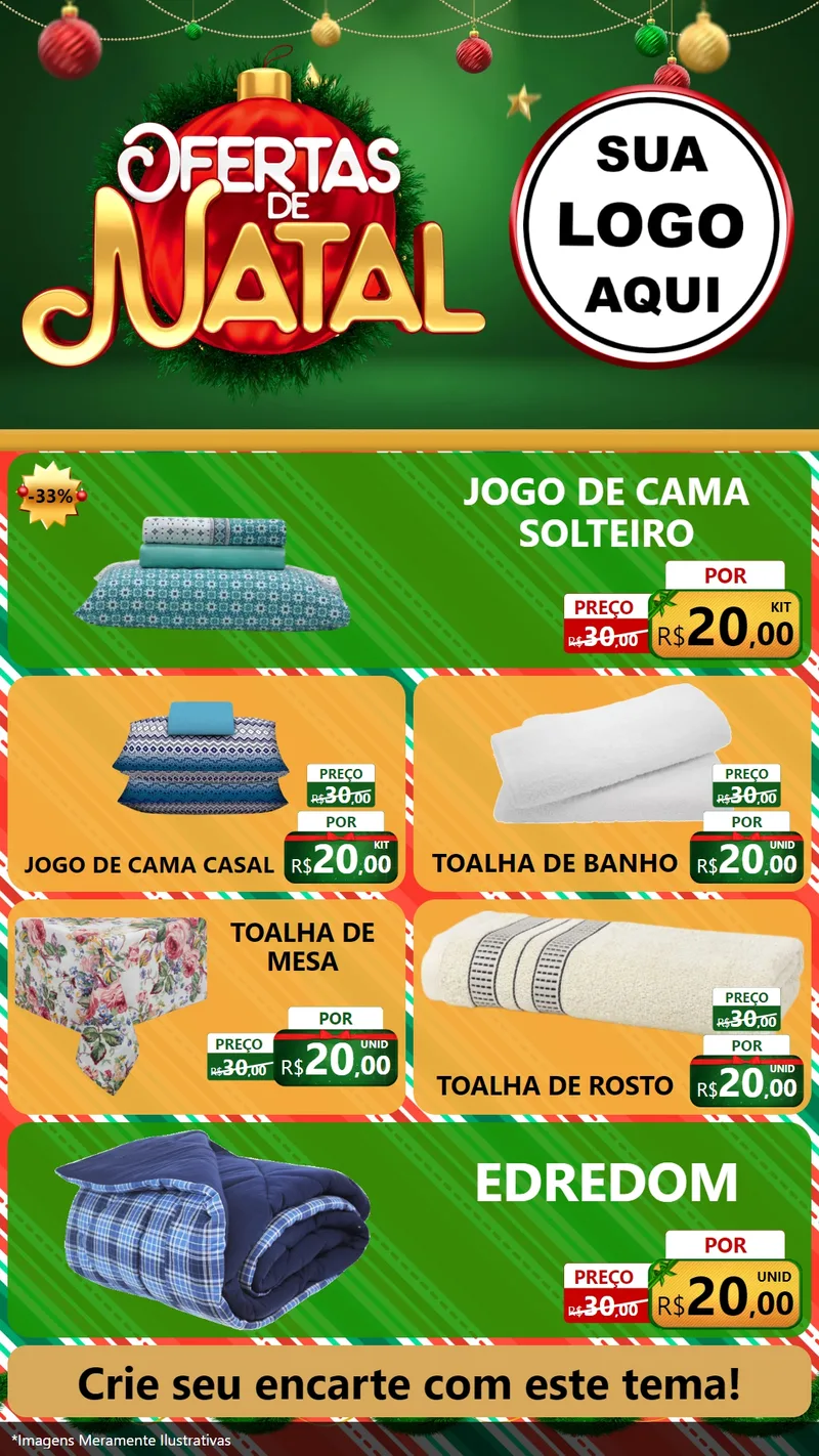 Modelo de TV para TV Vertical com o tema Ofertas de Natal para Cama, Mesa e Banho