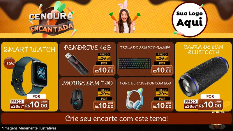 Modelo de TV para TV Horizontal com o tema Cenoura Encantada - Páscoa para Informática