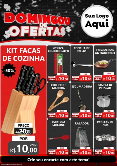 Modelo de Encarte para Encarte A4 Vertical com o tema Domingou de Ofertas para Utilidades Domésticas