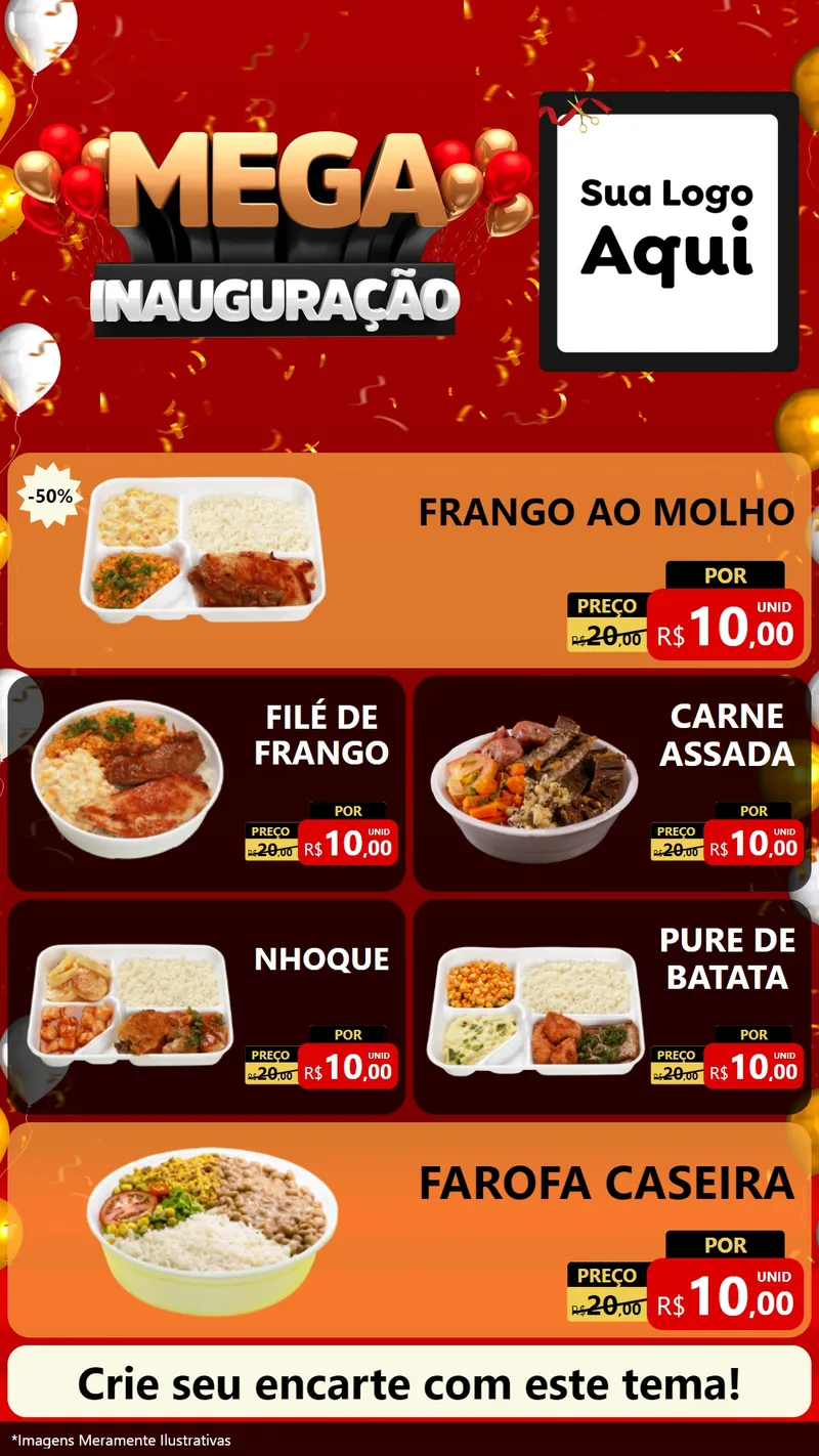 Modelo de TV para TV Vertical com o tema Mega Inauguração para Restaurante