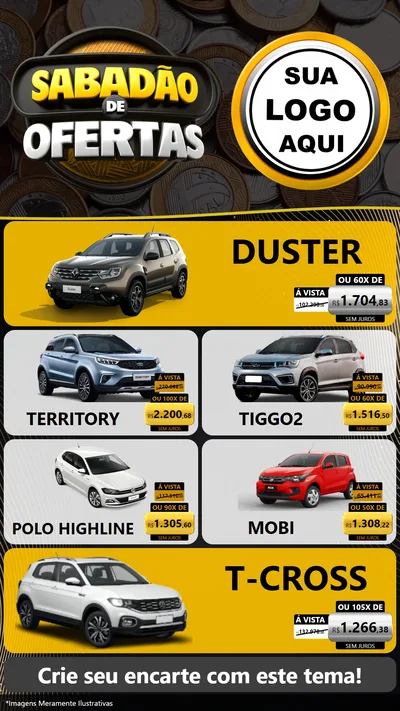 Modelo de TV para TV Vertical com o tema Sabadão de Ofertas para Concessionaria de Carros