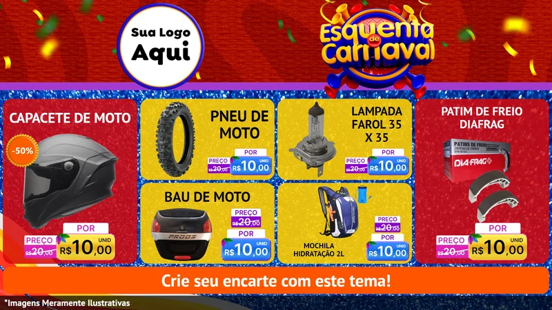 Modelo de TV para TV Horizontal com o tema Esquenta de Carnaval para Moto peças