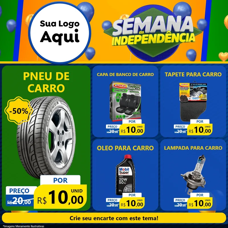 Modelo de Rede Social para Feed Facebook com o tema Semana da Independência para Auto peças