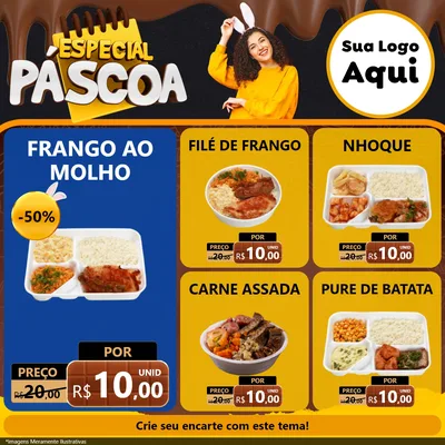 Modelo de Rede Social para Feed Facebook com o tema Especial Páscoa para Restaurante