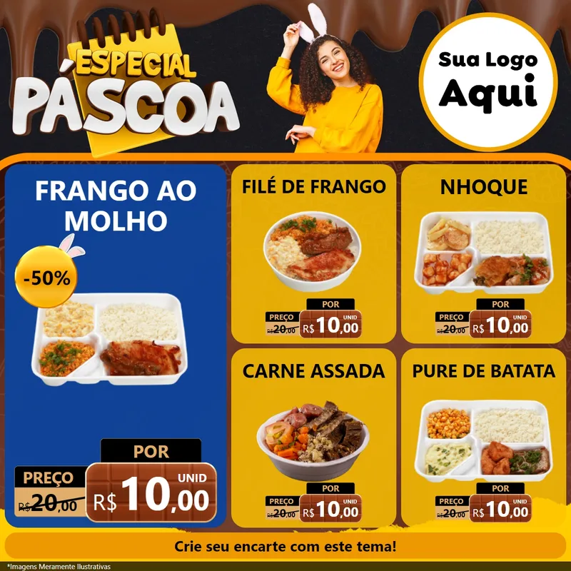 Modelo de Rede Social para Feed Facebook com o tema Especial Páscoa para Restaurante