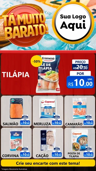 Modelo de Rede Social para Stories com o tema Está Muito Barato para Peixaria