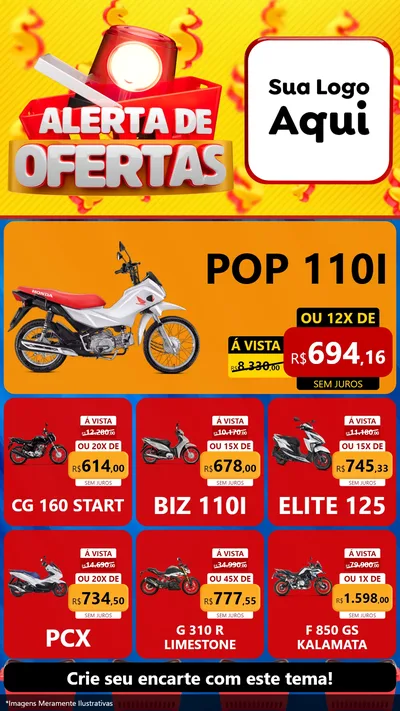 Modelo de Rede Social para Stories com o tema Alerta de Ofertas para Concessionaria de Motos