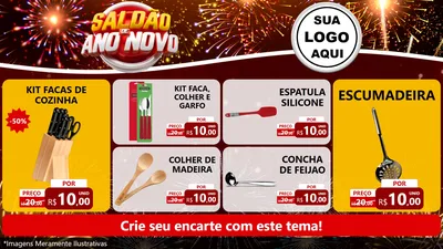 Modelo de TV para TV Horizontal com o tema Saldão de Ano Novo para Utilidades Domésticas