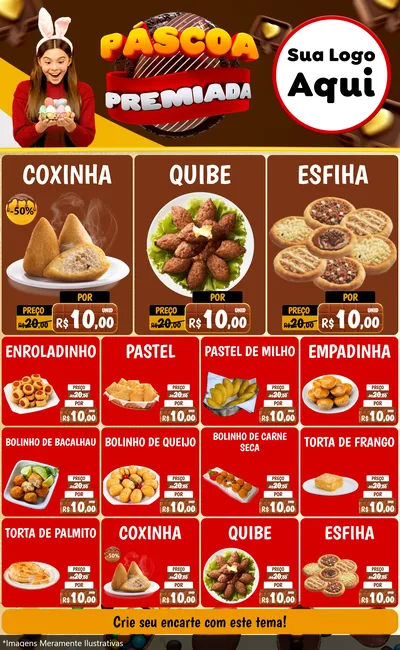 Modelo de Encarte para Encarte Grande com o tema Páscoa Premiada para Salgadaria