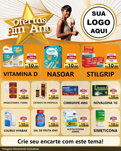 Modelo de Rede Social para Feed Instagram com o tema Ofertas Fim de Ano para Farmácia