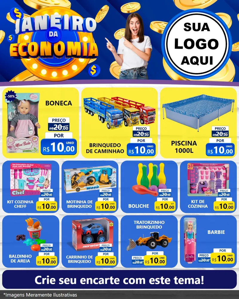 Modelo de Rede Social para Feed Instagram com o tema Janeiro da Economia para Brinquedos
