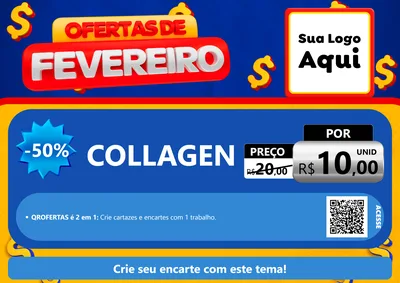 Modelo de Cartaz para Cartaz A4 Horizontal com o tema Ofertas de Fevereiro para Suplementos alimentares