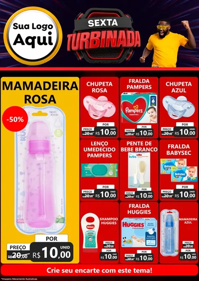Modelo de Encarte para Encarte A4 Vertical com o tema Sexta Turbinada para Bebês