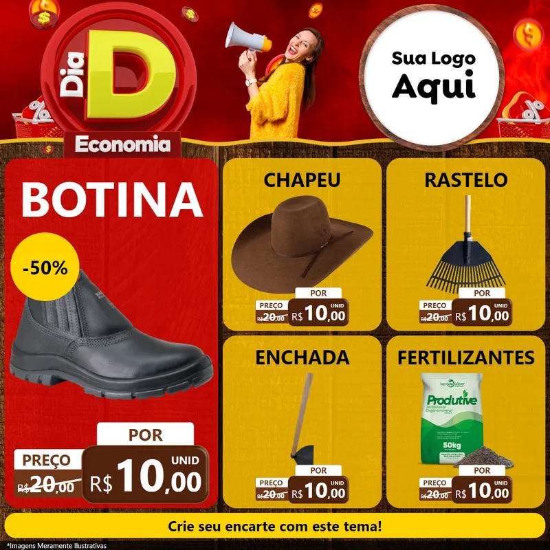 Modelo de Rede Social para Feed Facebook com o tema Dia D Economia para Agropecuária