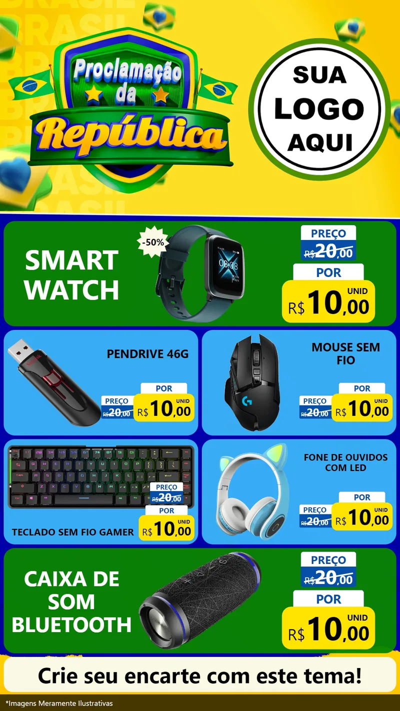 Modelo de TV para TV Vertical com o tema Proclamação da República para Informática