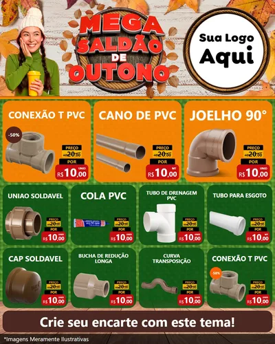 Modelo de Rede Social para Feed Instagram com o tema Mega Saldão de Outono para Tubos e conexões