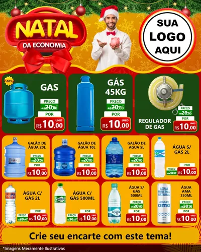 Modelo de Rede Social para Feed Instagram com o tema Natal da Economia para Água e gás