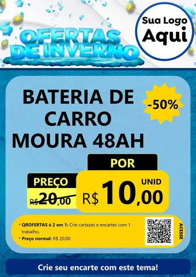Modelo de Cartaz para Cartaz A4 Vertical com o tema Ofertas de Inverno para Baterias Elétricas