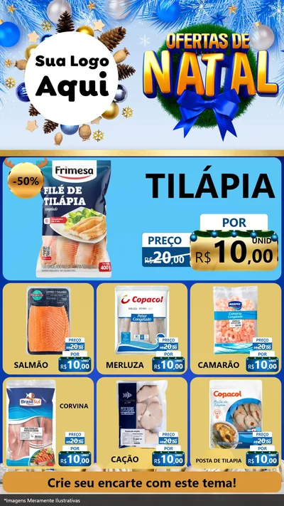 Modelo de Rede Social para Stories com o tema Ofertas de Natal para Peixaria