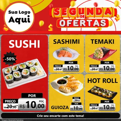 Modelo de Rede Social para Feed Facebook com o tema Segunda de Ofertas para Comida japonesa