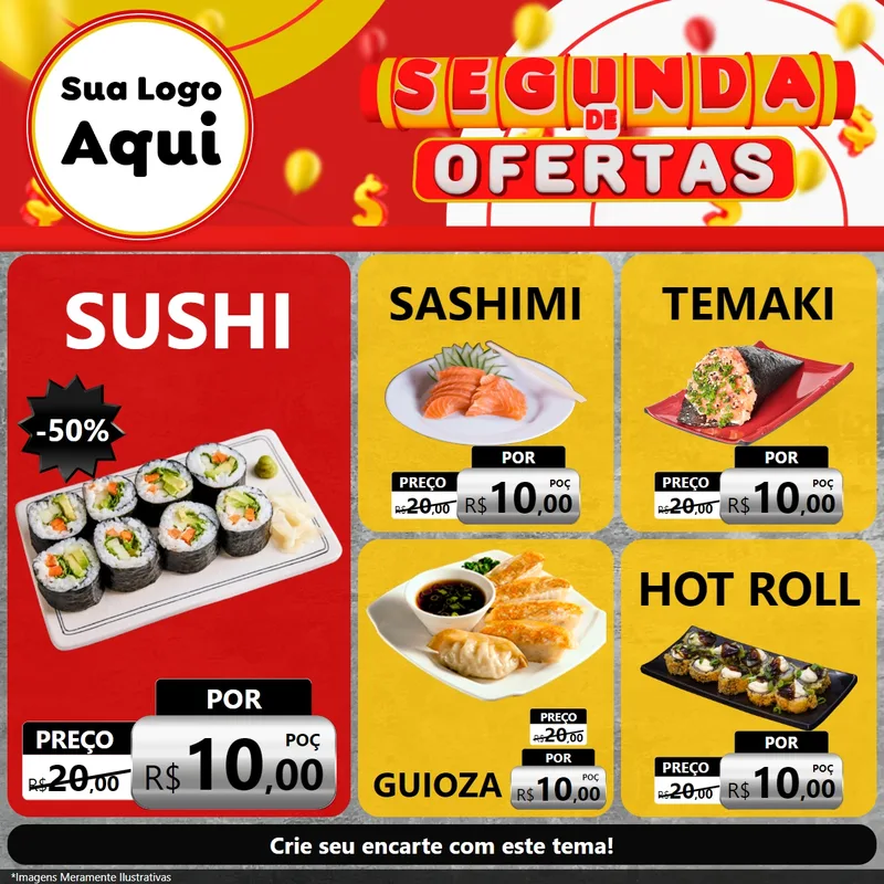 Modelo de Rede Social para Feed Facebook com o tema Segunda de Ofertas para Comida japonesa