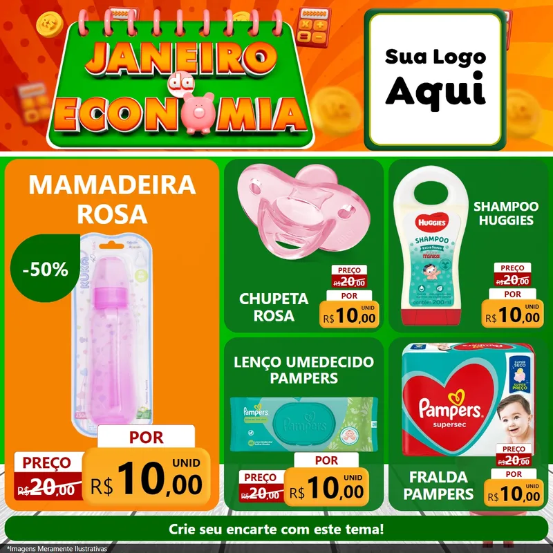 Modelo de Rede Social para Feed Facebook com o tema Janeiro da Economia para Bebês