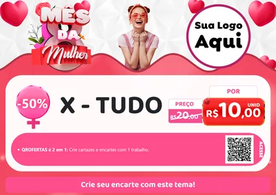 Modelo de Cartaz para Cartaz A4 Horizontal com o tema Mês da Mulher para Hamburgueria