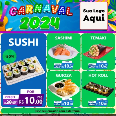Modelo de Rede Social para Feed Facebook com o tema Carnaval 2027 para Comida japonesa