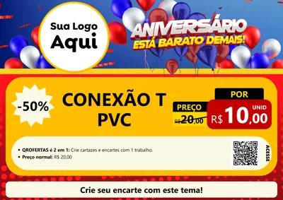 Modelo de Cartaz para Cartaz A4 Horizontal com o tema Aniversário para Tubos e conexões
