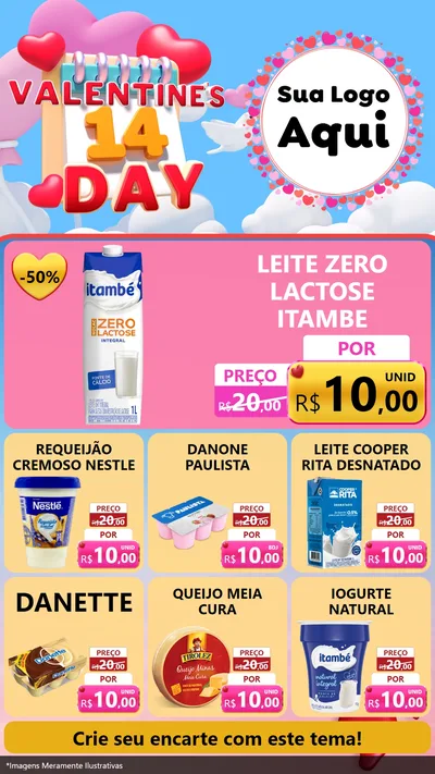 Modelo de Rede Social para Stories com o tema Valentine's Day para Frios e Laticínios