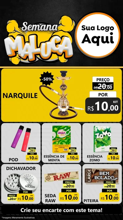 Modelo de Rede Social para Stories com o tema Semana Maluca para Tabacaria