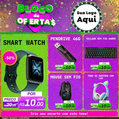 Modelo de Rede Social para Feed Facebook com o tema Bloco de Ofertas para Informática