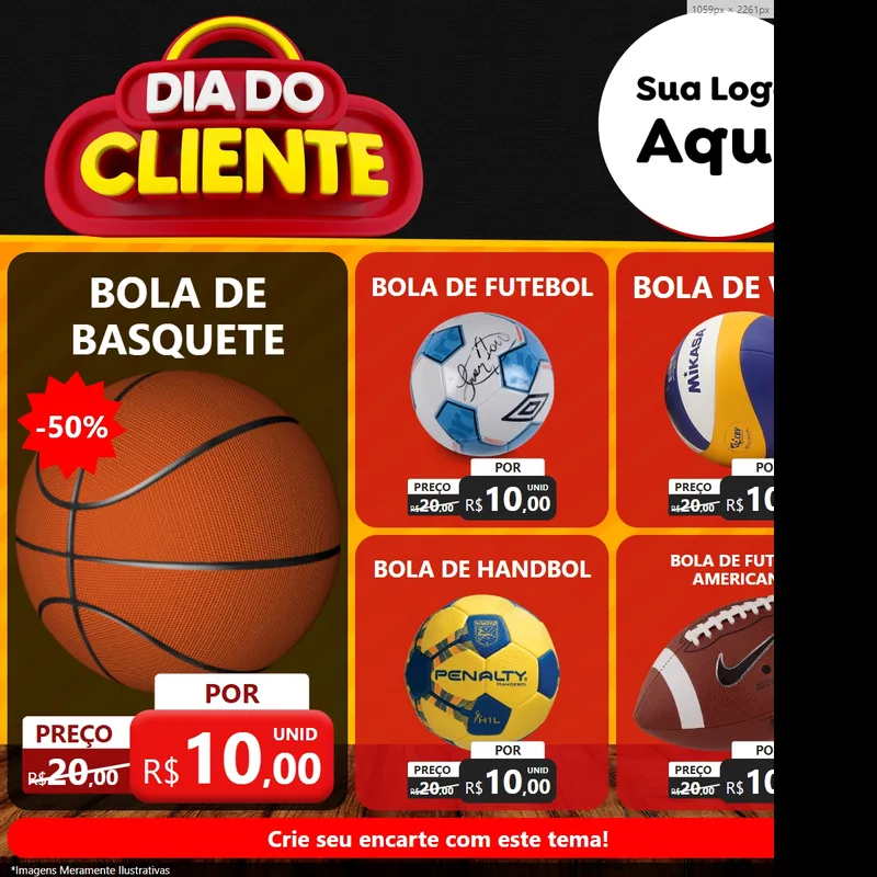 Modelo de Rede Social para Feed Facebook com o tema Dia do Cliente para Artigos Esportivos