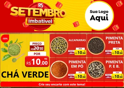 Modelo de Encarte para Encarte A4 Horizontal com o tema Setembro Imbatível para Produtos Naturais