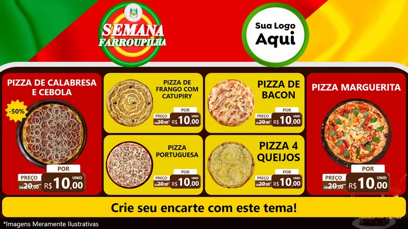 Modelo de TV para TV Horizontal com o tema Semana Farroupilha para Pizzaria