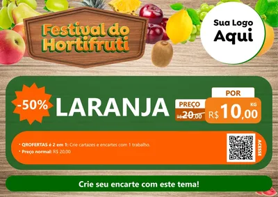 Modelo de Cartaz para Cartaz A4 Horizontal com o tema Festival do Hortifruti para Hortifrúti
