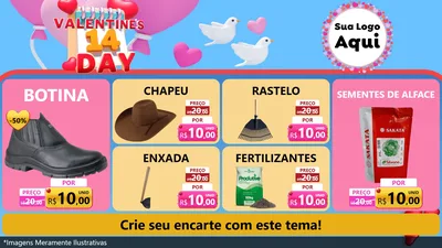 Modelo de TV para TV Horizontal com o tema Valentine's Day para Agropecuária