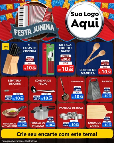 Modelo de Rede Social para Feed Instagram com o tema Festa Junina para Utilidades Domésticas