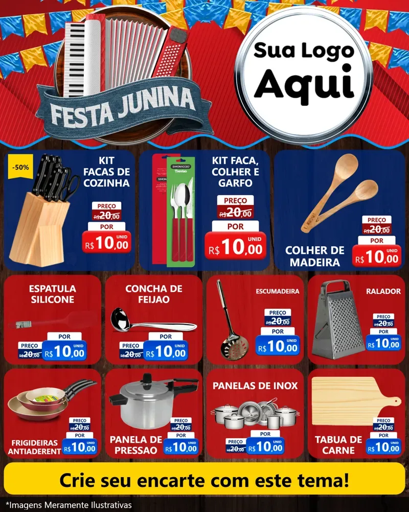 Modelo de Rede Social para Feed Instagram com o tema Festa Junina para Utilidades Domésticas