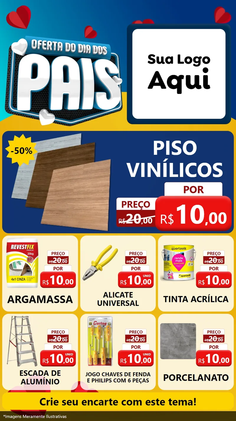 Modelo de Rede Social para Stories com o tema Oferta Do Dia Dos Pais para Material para Construção